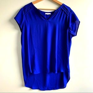 Pleione Blouse Short Sleeve Royal Blue Size XL